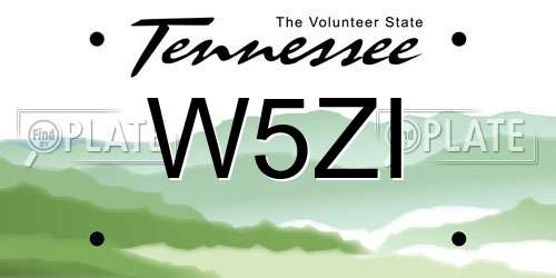 W5ZI Tennessee License Plate