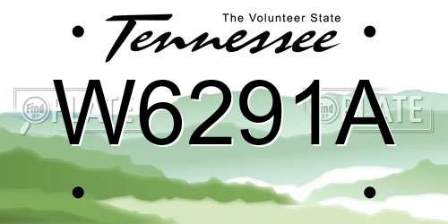 W6291A Tennessee License Plate