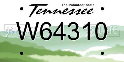 W64310 Tennessee License Plate