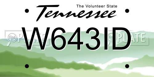 W643ID Tennessee License Plate