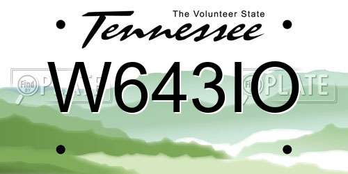 W643IO Tennessee License Plate