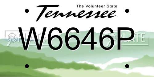 W6646P Tennessee License Plate