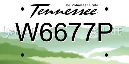 W6677P Tennessee License Plate