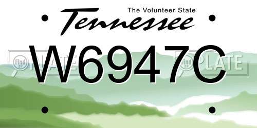 W6947C Tennessee License Plate