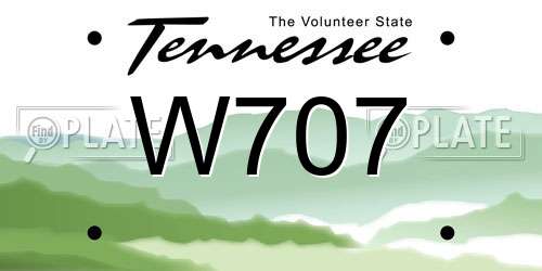 W707 Tennessee License Plate