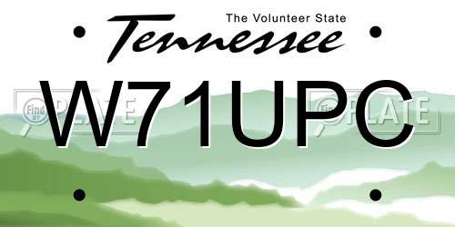 W71UPC Tennessee License Plate