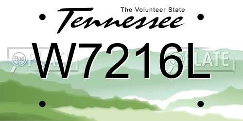 W7216L Tennessee License Plate
