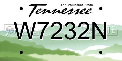 W7232N Tennessee License Plate
