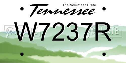 W7237R Tennessee License Plate