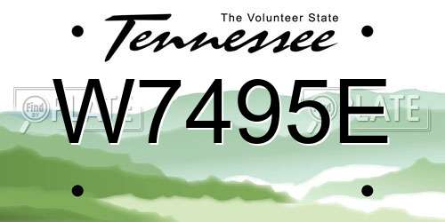 W7495E Tennessee License Plate