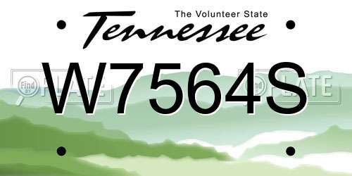 W7564S Tennessee License Plate