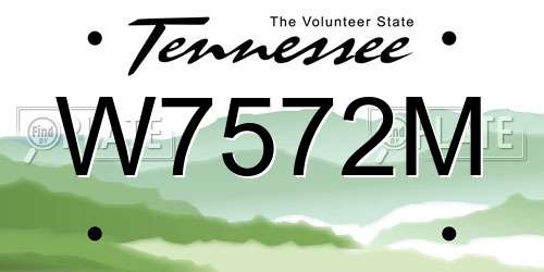 W7572M Tennessee License Plate