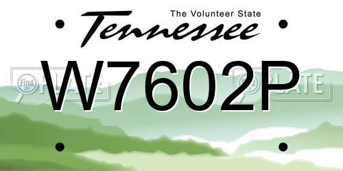 W7602P Tennessee License Plate