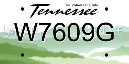 W7609G Tennessee License Plate