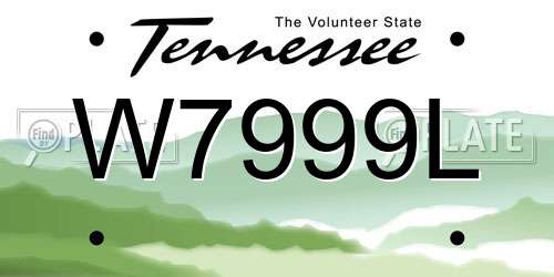 W7999L Tennessee License Plate