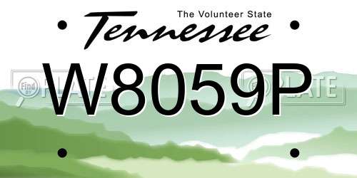 W8059P Tennessee License Plate