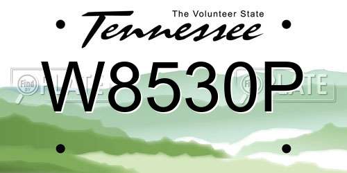 W8530P Tennessee License Plate