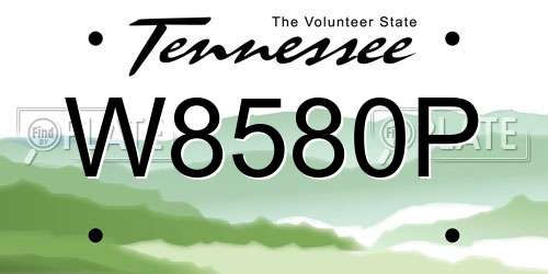 W8580P Tennessee License Plate