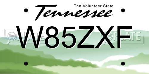 W85ZXF Tennessee License Plate