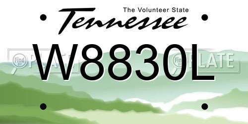 W8830L Tennessee License Plate
