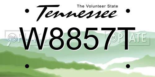 W8857T Tennessee License Plate