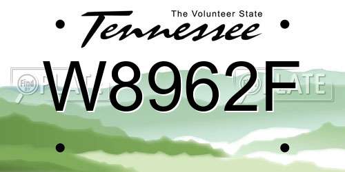 W8962F Tennessee License Plate