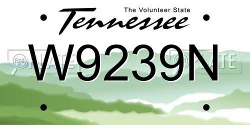 W9239N Tennessee License Plate