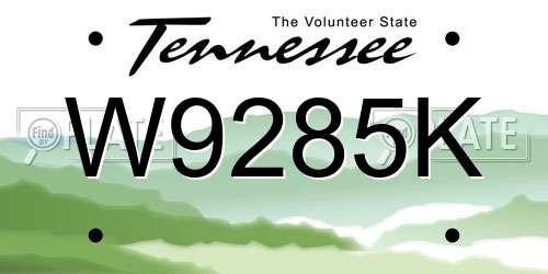 W9285K Tennessee License Plate