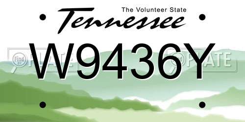 W9436Y Tennessee License Plate