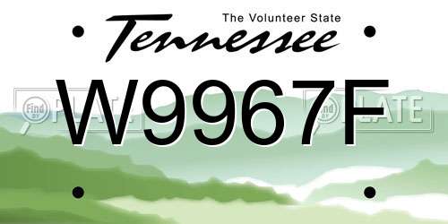 W9967F Tennessee License Plate