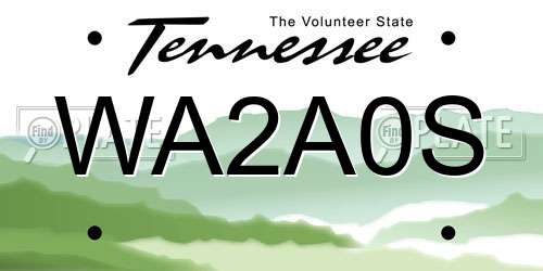 WA2A0S Tennessee License Plate