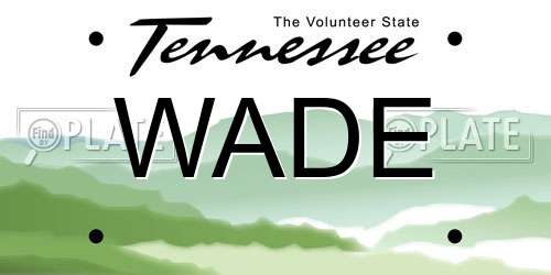 WADE Tennessee License Plate