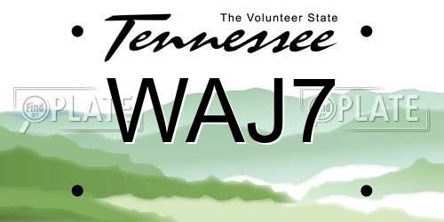 WAJ7 Tennessee License Plate