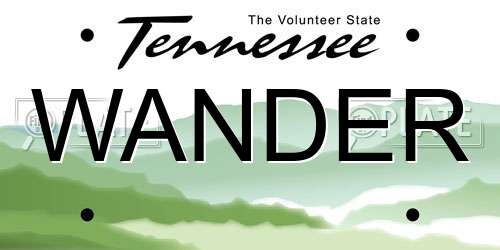 WANDER Tennessee License Plate