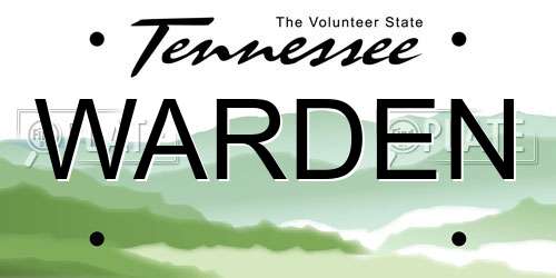 WARDEN Tennessee License Plate