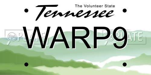 WARP9 Tennessee License Plate