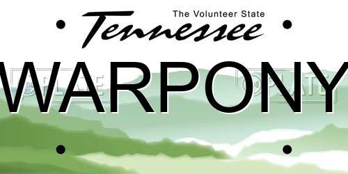WARPONY Tennessee License Plate