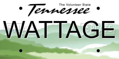 WATTAGE Tennessee License Plate