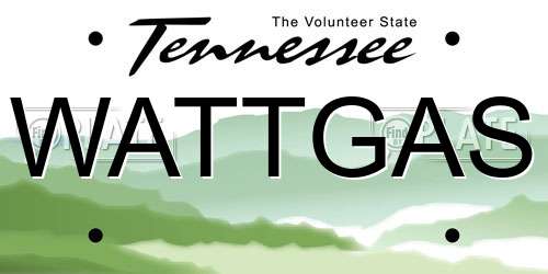 WATTGAS Tennessee License Plate