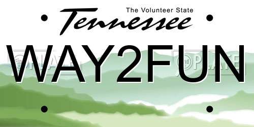 WAY2FUN Tennessee License Plate
