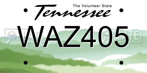 WAZ405 Tennessee License Plate