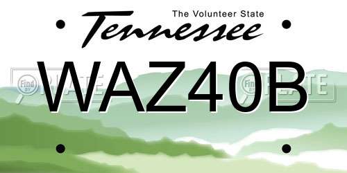 WAZ40B Tennessee License Plate