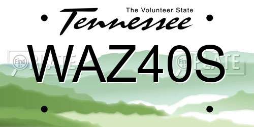 WAZ40S Tennessee License Plate