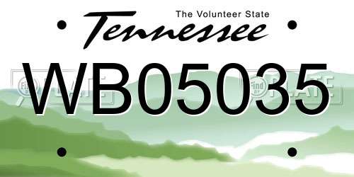 WB05035 Tennessee License Plate