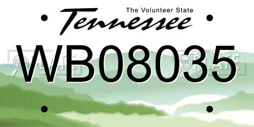 WB08035 Tennessee License Plate