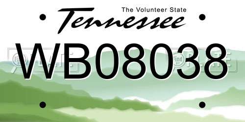 WB08038 Tennessee License Plate