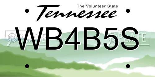 WB4B5S Tennessee License Plate