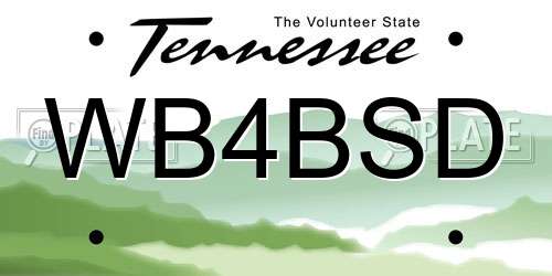 WB4BSD Tennessee License Plate