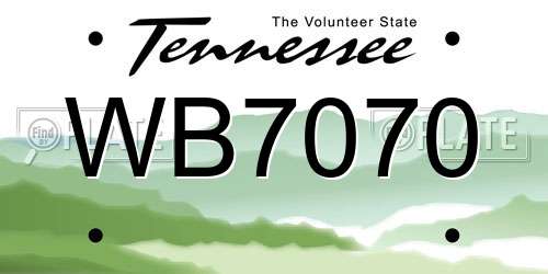 WB7070 Tennessee License Plate