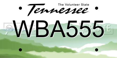 WBA555 Tennessee License Plate